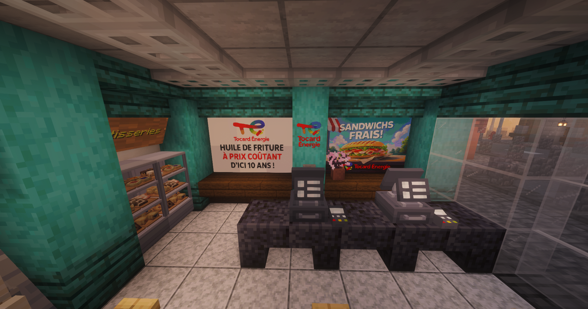 Comptoir et affiches Tocard-Énergie sur Land Of Parks